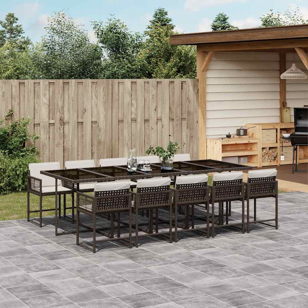 5-tlg. Garten-Essgruppe mit Kissen Schwarz Poly Rattan