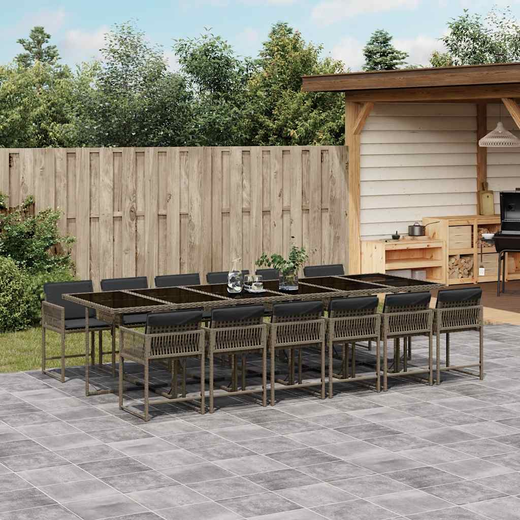 5-tlg. Garten-Essgruppe mit Kissen Schwarz Poly Rattan