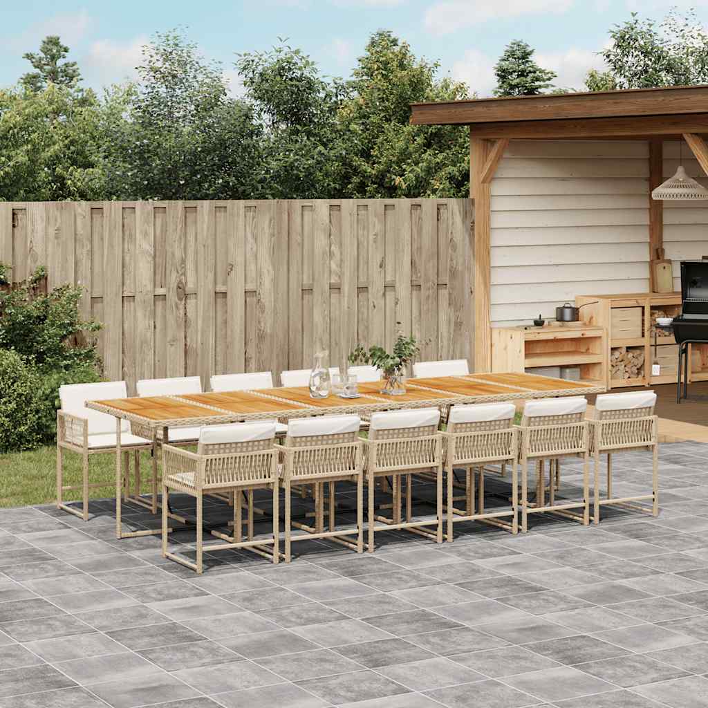 5-tlg. Garten-Essgruppe mit Kissen Schwarz Poly Rattan