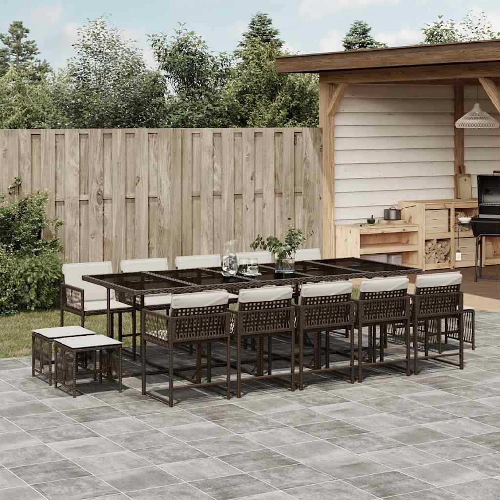 9-tlg. Garten-Essgruppe mit Kissen Schwarz Poly Rattan