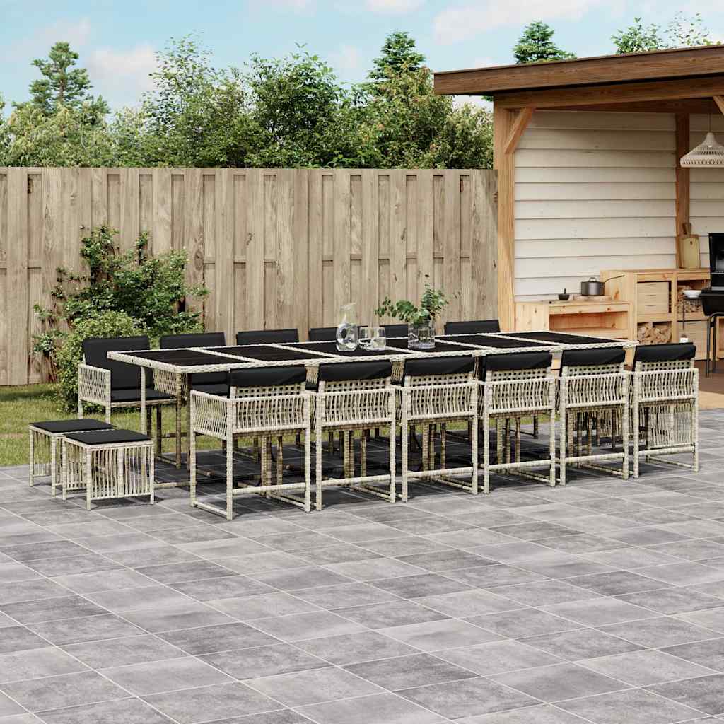 9-tlg. Garten-Essgruppe mit Kissen Schwarz Poly Rattan