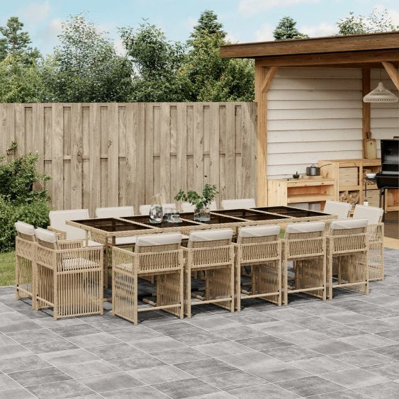 9-tlg. Garten-Essgruppe mit Kissen Schwarz Poly Rattan