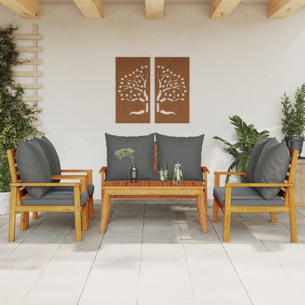 4-tlg. Garten-Lounge-Set Massivholz Akazie