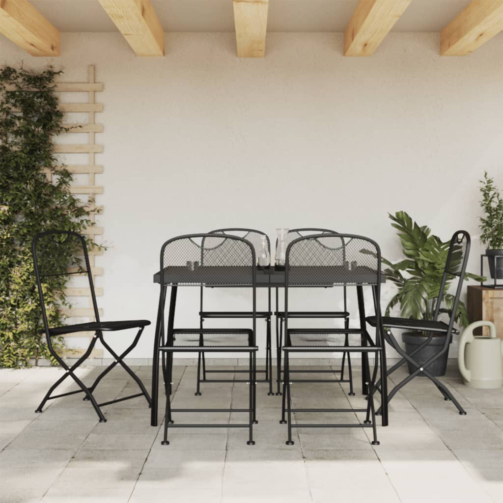 3-tlg. Garten-Essgruppe Anthrazit Streckgitter