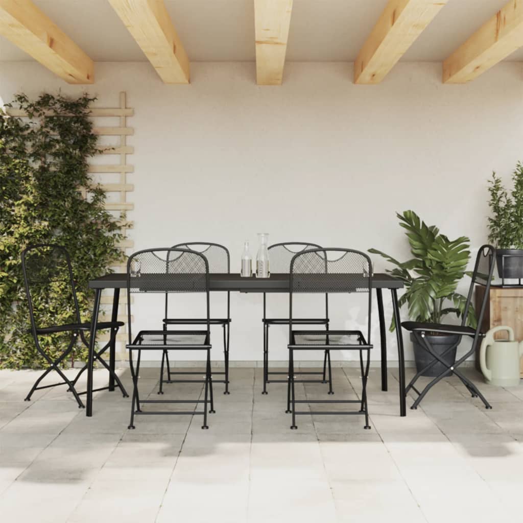 3-tlg. Garten-Essgruppe Anthrazit Streckgitter