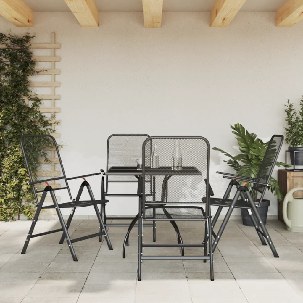 3-tlg. Garten-Essgruppe Anthrazit Streckgitter