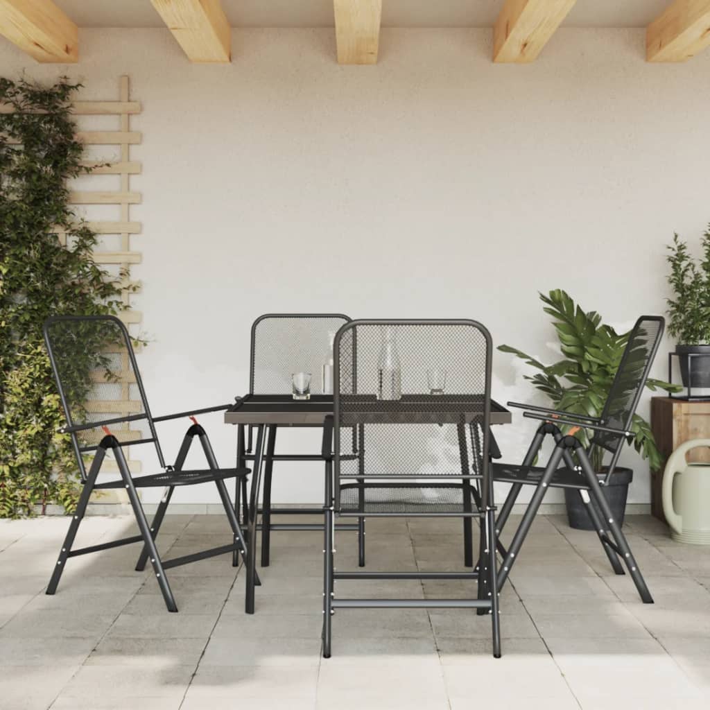 3-tlg. Garten-Essgruppe Anthrazit Streckgitter