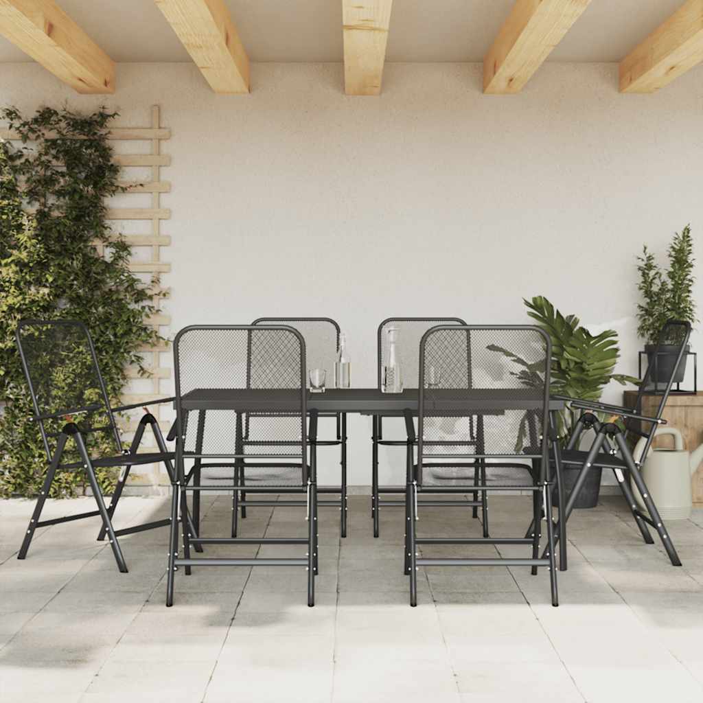 3-tlg. Garten-Essgruppe Anthrazit Streckgitter
