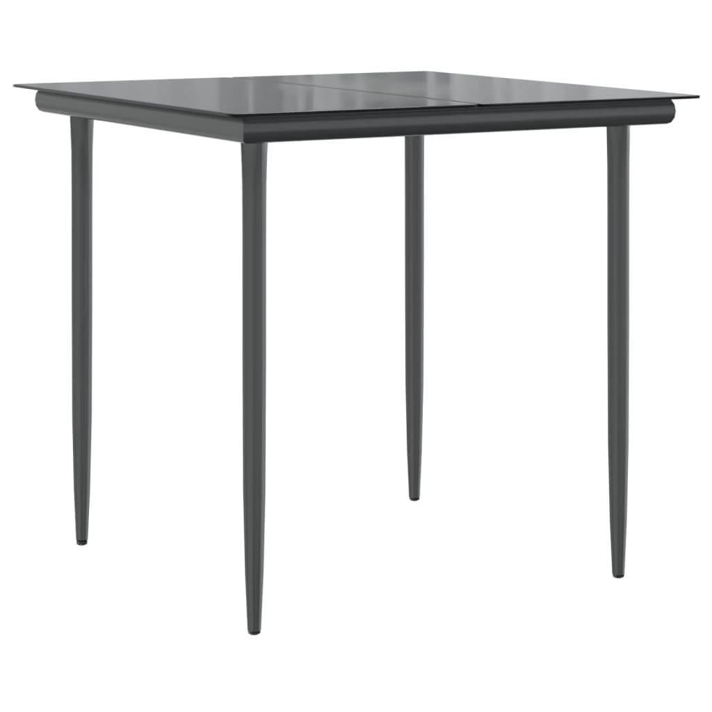3-tlg. Garten-Essgruppe mit Kissen Schwarz Poly Rattan
