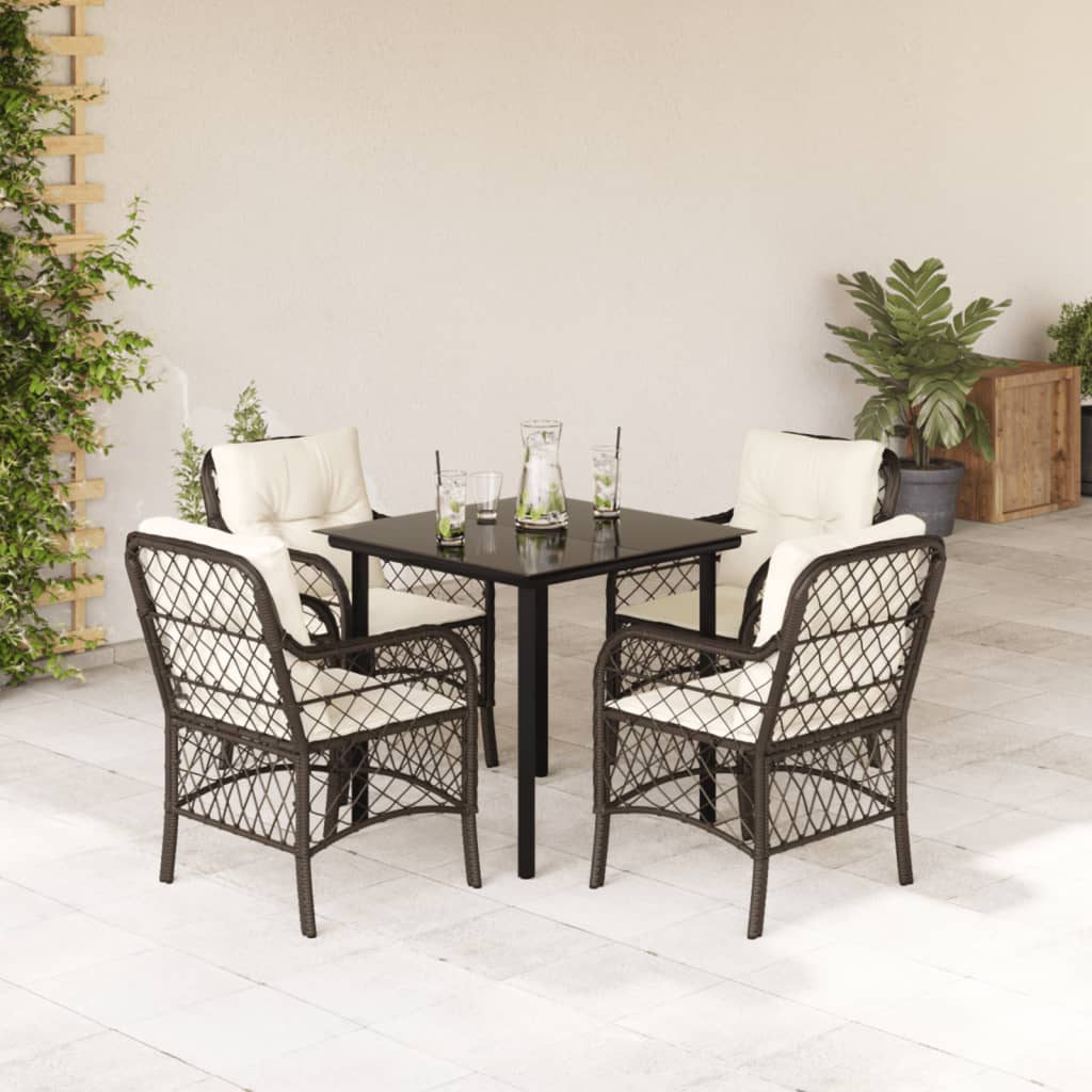 3-tlg. Bistro-Set mit Kissen Braun Poly Rattan