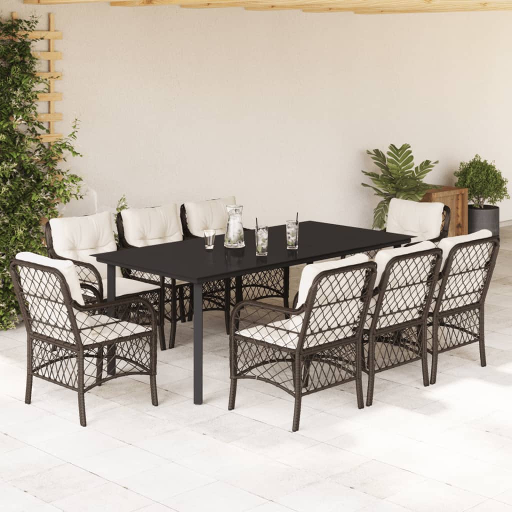 3-tlg. Bistro-Set mit Kissen Braun Poly Rattan