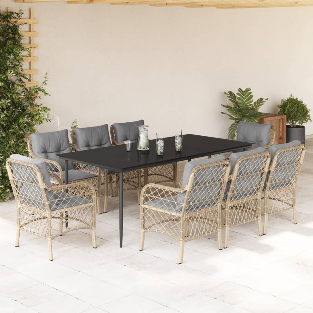 3-tlg. Bistro-Set mit Kissen Beigemischung Poly Rattan