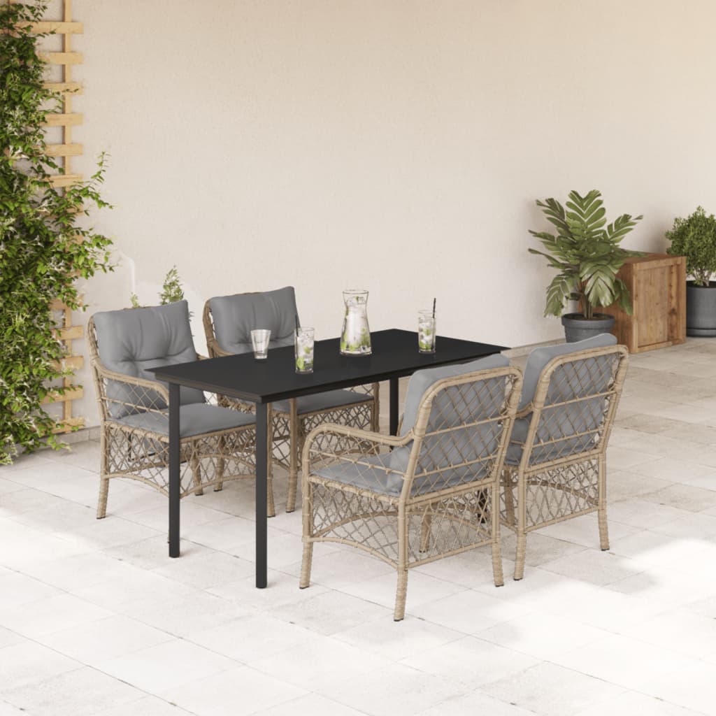 3-tlg. Bistro-Set mit Kissen Beigemischung Poly Rattan