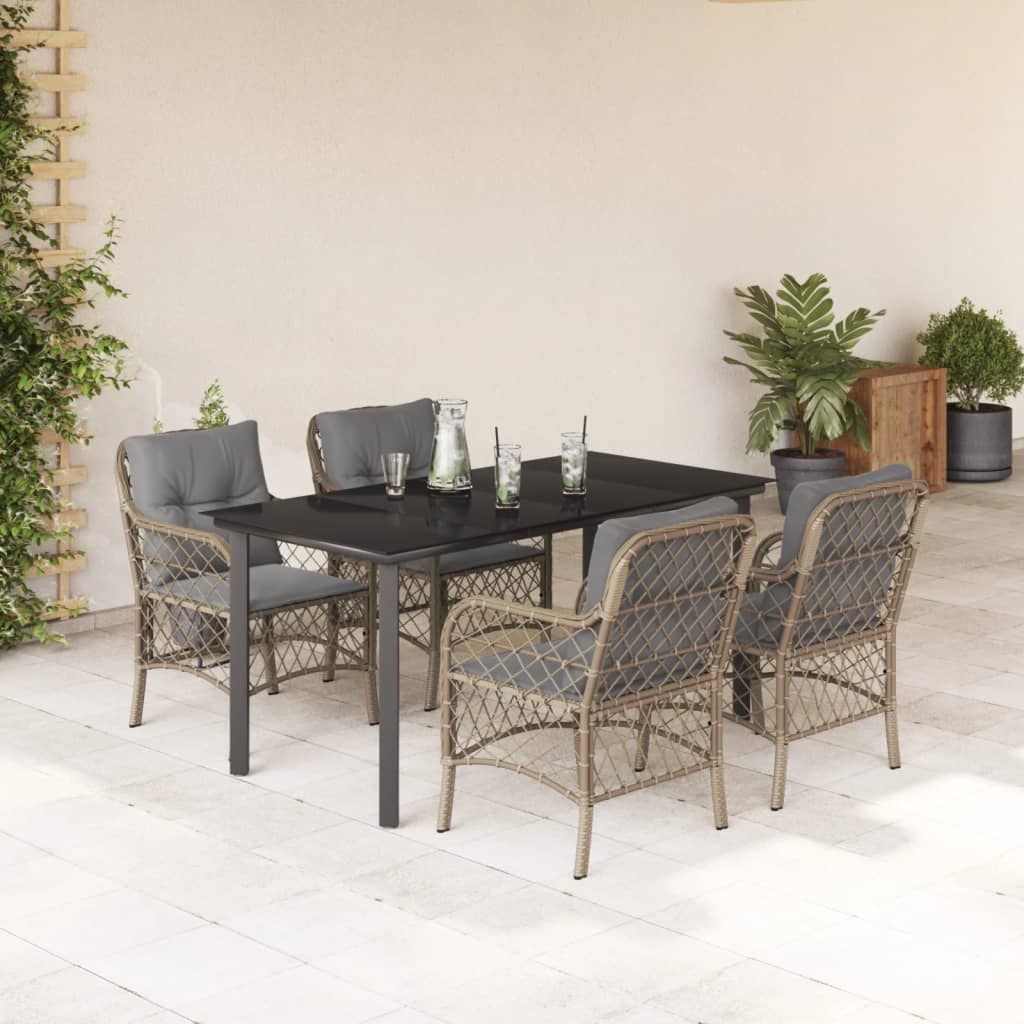 3-tlg. Bistro-Set mit Kissen Beigemischung Poly Rattan