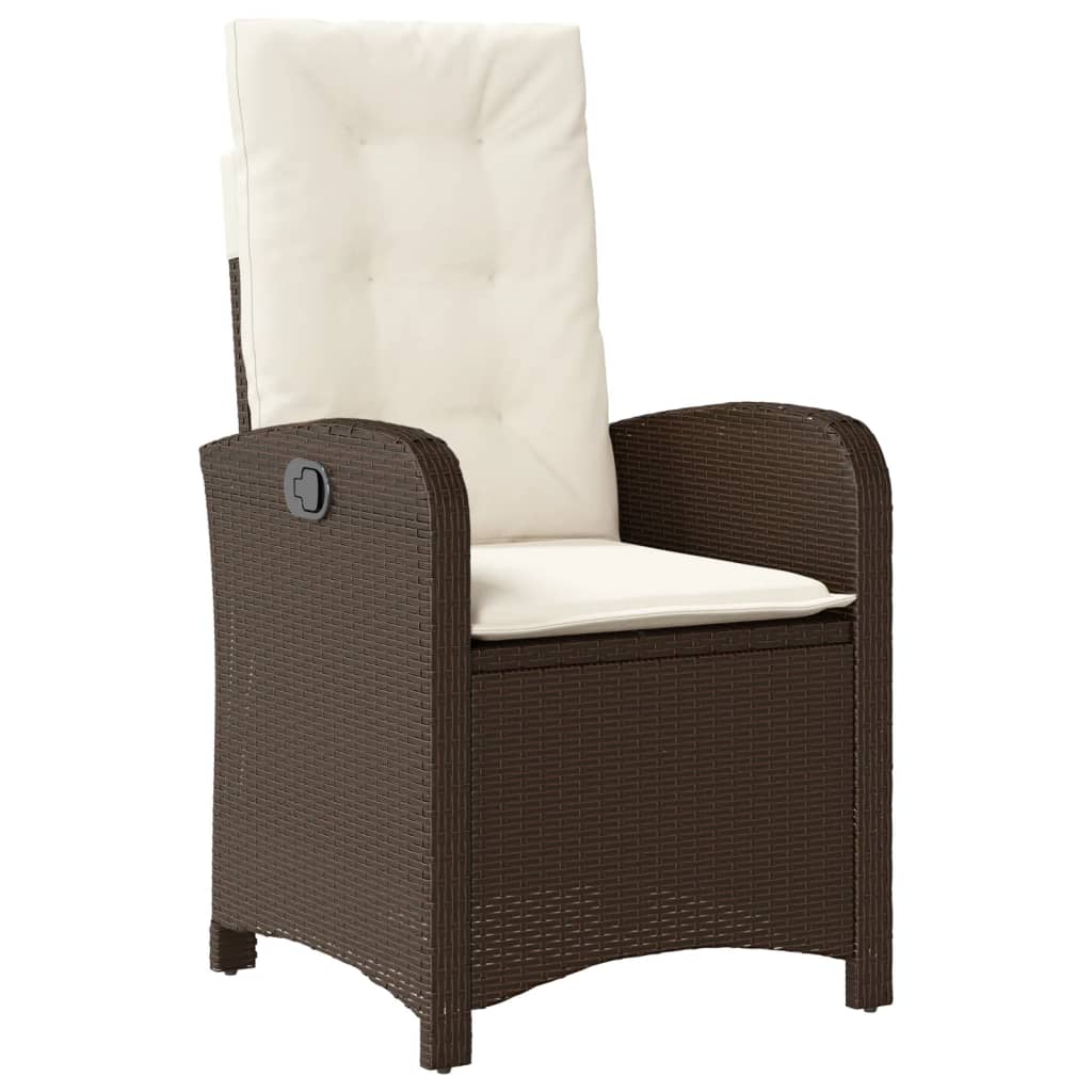 3-tlg. Garten-Essgruppe mit Kissen Braun Poly Rattan