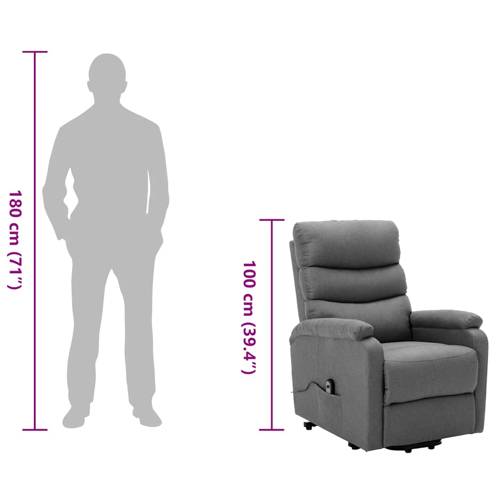 vidaXL Aufstehsessel Hellgrau Stoff