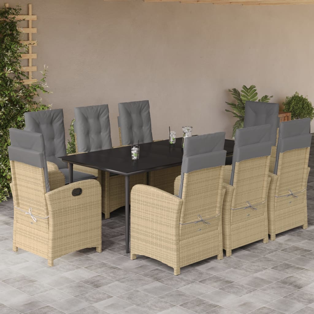 3-tlg. Garten-Essgruppe mit Kissen Beigemischung Poly Rattan