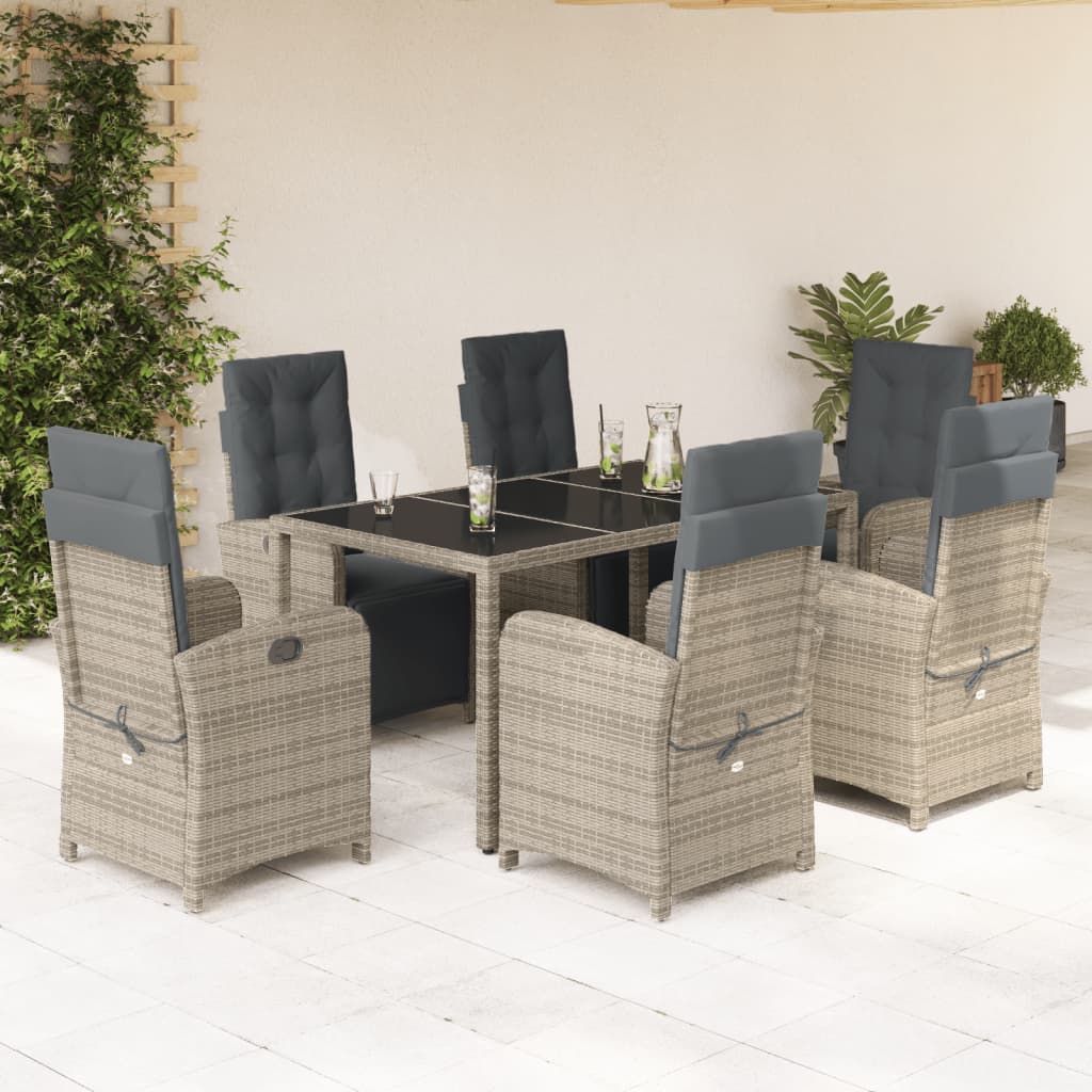 3-tlg. Bistro-Set mit Kissen Schwarz Poly Rattan