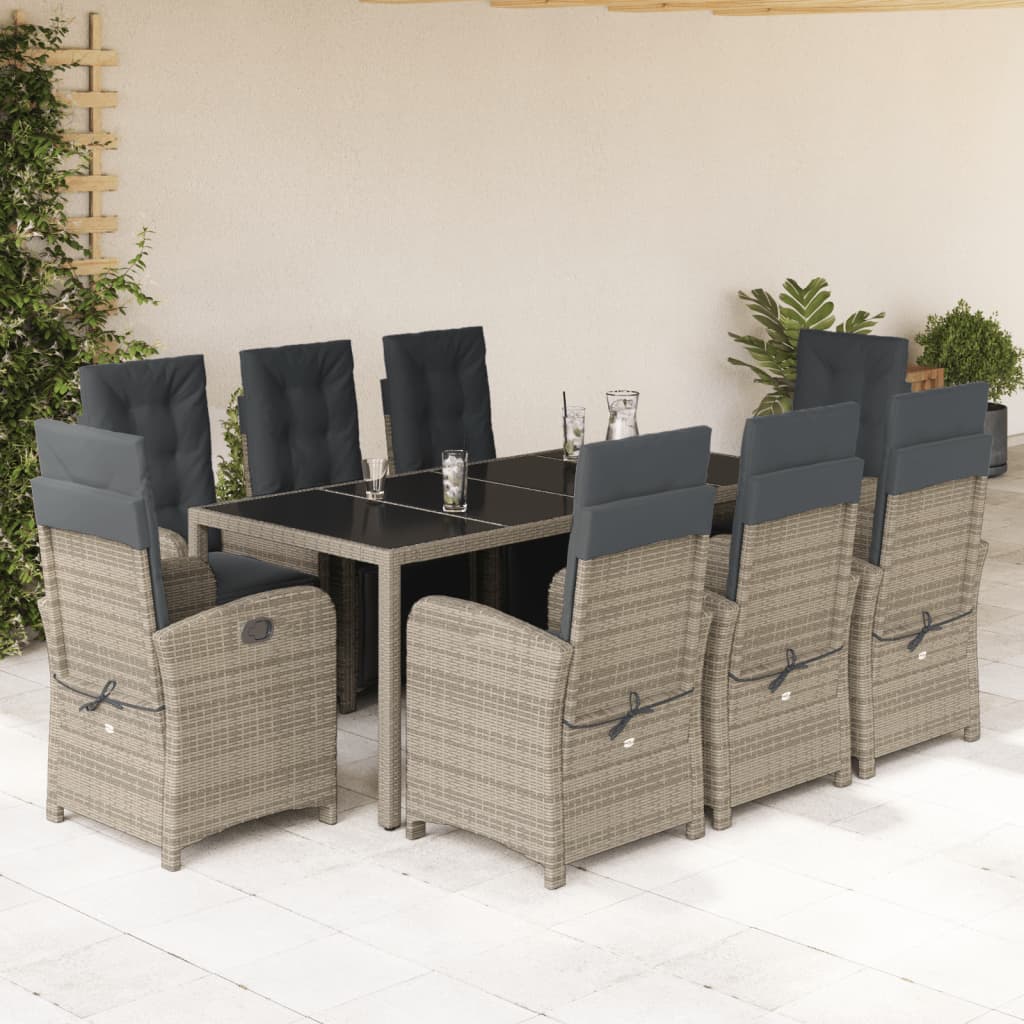 3-tlg. Bistro-Set mit Kissen Schwarz Poly Rattan