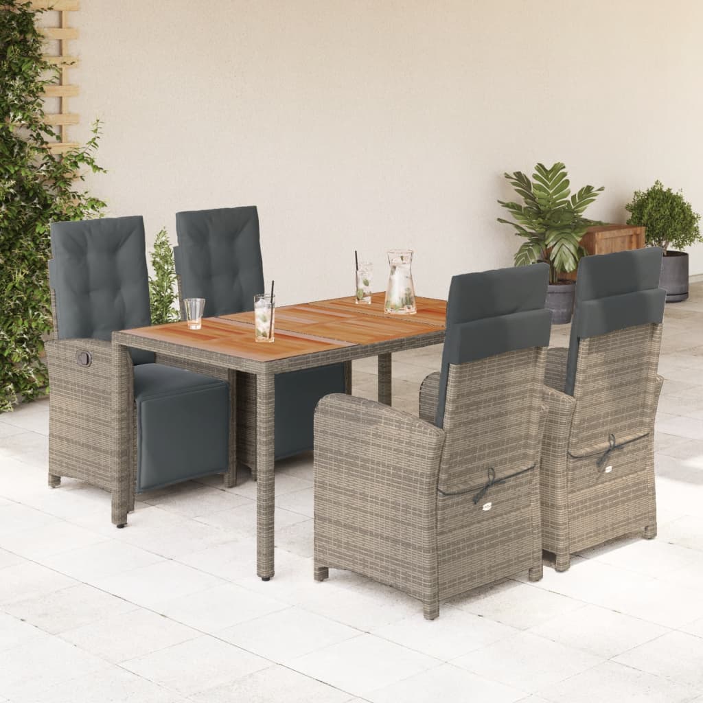 3-tlg. Bistro-Set mit Kissen Schwarz Poly Rattan
