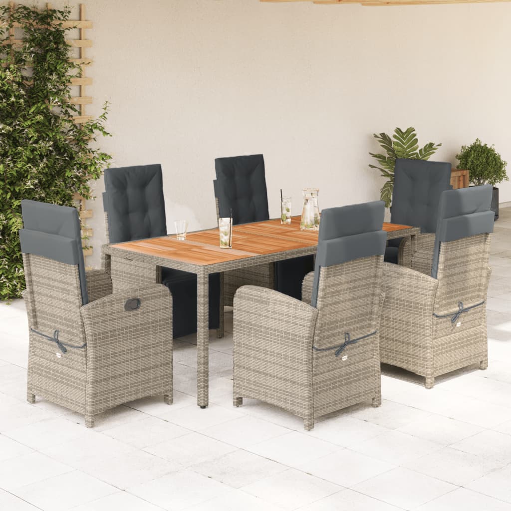 3-tlg. Bistro-Set mit Kissen Schwarz Poly Rattan