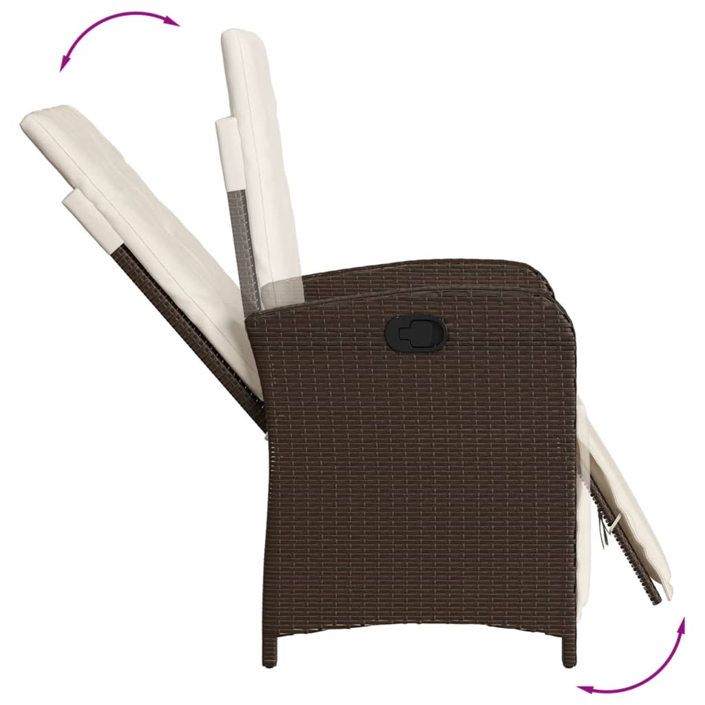 3-tlg. Bistro-Set mit Kissen Braun Poly Rattan