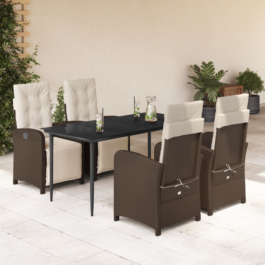 3-tlg. Bistro-Set mit Kissen Braun Poly Rattan