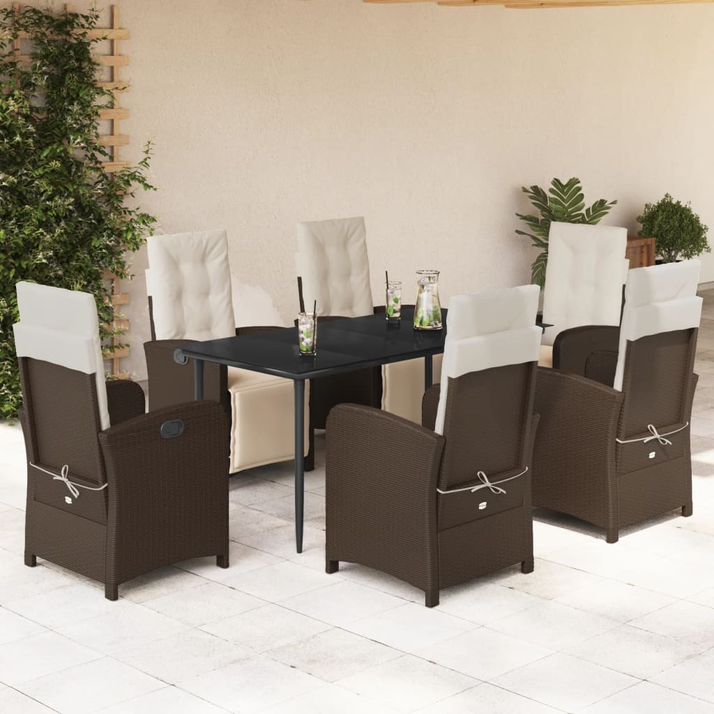 3-tlg. Bistro-Set mit Kissen Braun Poly Rattan