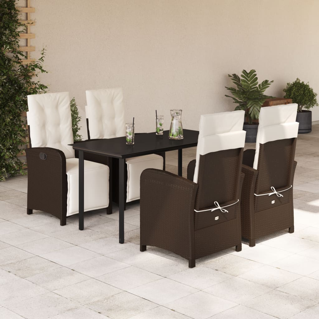 3-tlg. Bistro-Set mit Kissen Braun Poly Rattan