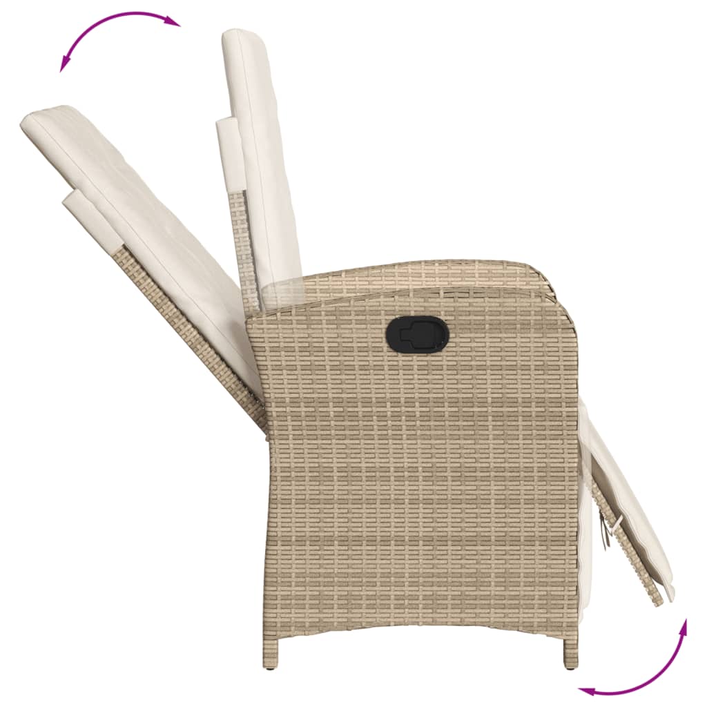 3-tlg. Bistro-Set mit Kissen Beige Poly Rattan
