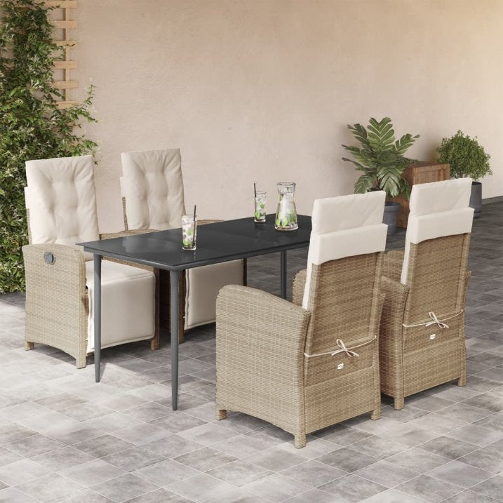 3-tlg. Bistro-Set mit Kissen Beige Poly Rattan