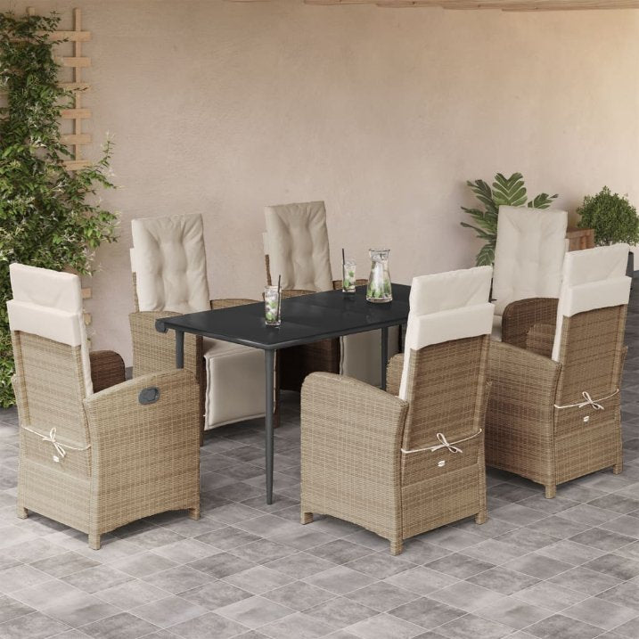 3-tlg. Bistro-Set mit Kissen Beige Poly Rattan