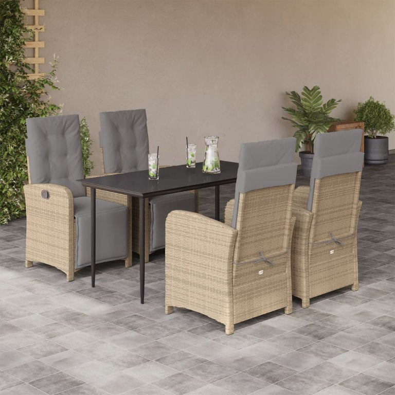 3-tlg. Bistro-Set mit Kissen Beige Poly Rattan