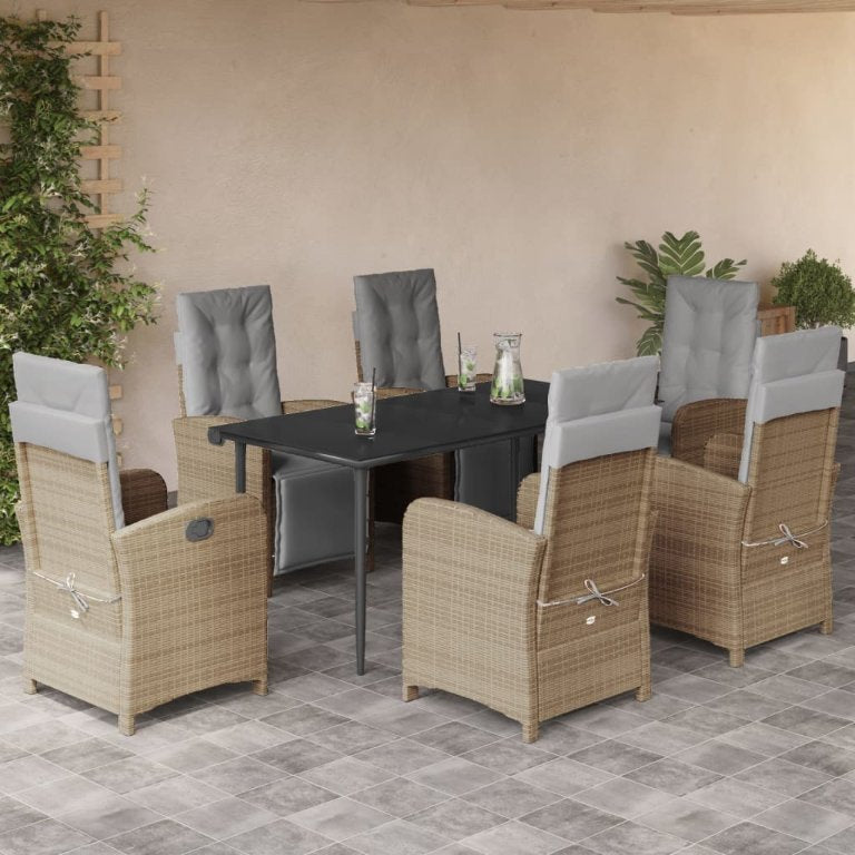 3-tlg. Bistro-Set mit Kissen Beige Poly Rattan