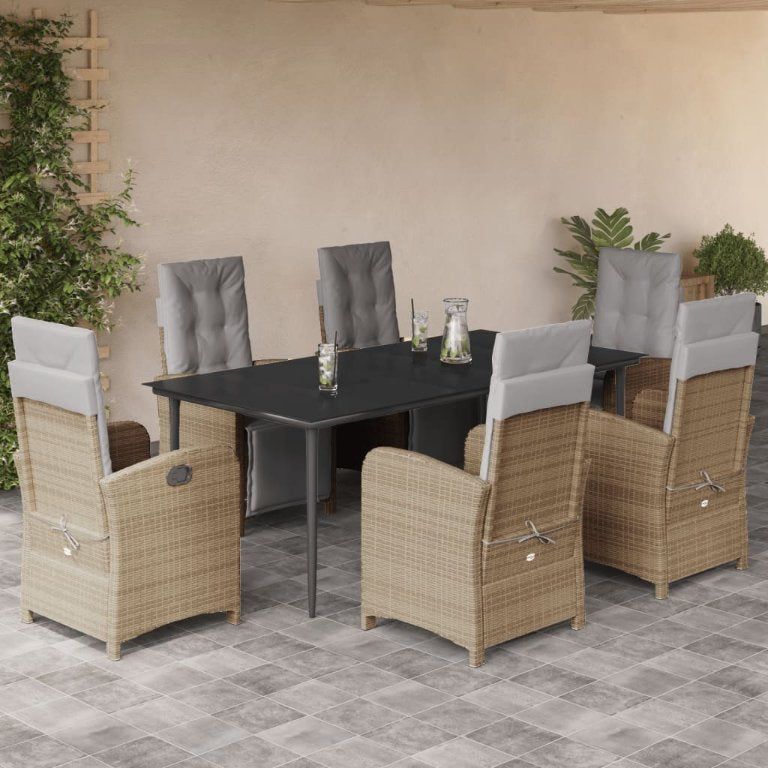 3-tlg. Bistro-Set mit Kissen Beige Poly Rattan