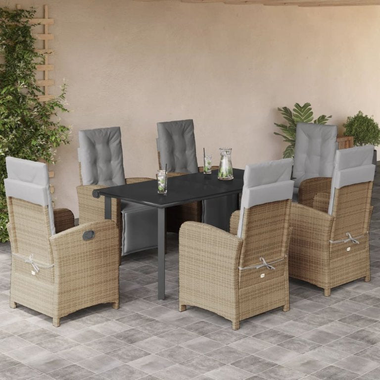 3-tlg. Bistro-Set mit Kissen Beige Poly Rattan
