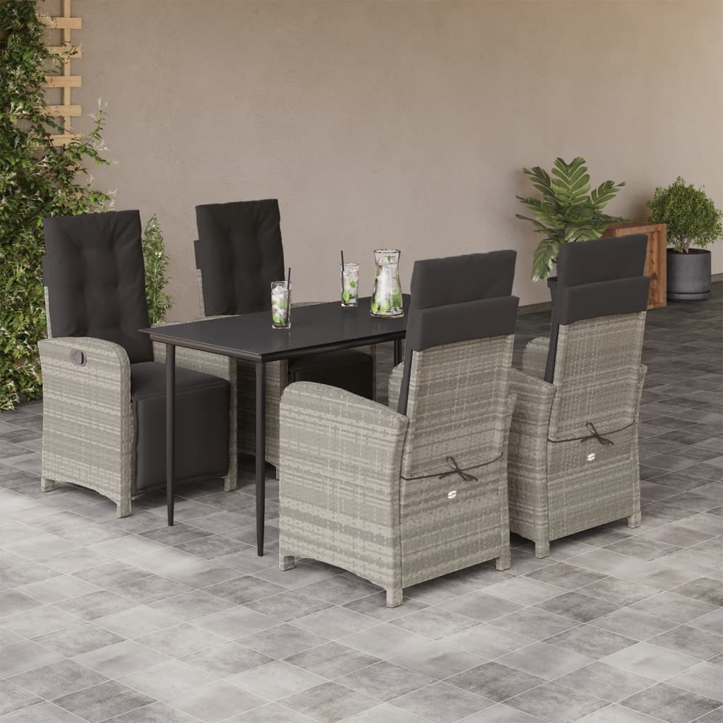 3-tlg. Bistro-Set mit Kissen Hellgrau Poly Rattan