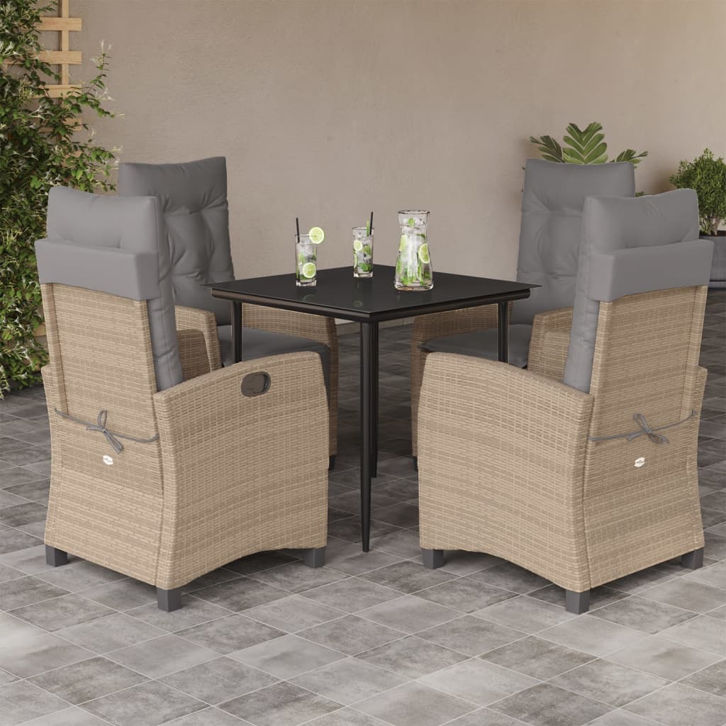 3-tlg. Garten-Essgruppe mit Kissen Beigemischung Poly Rattan