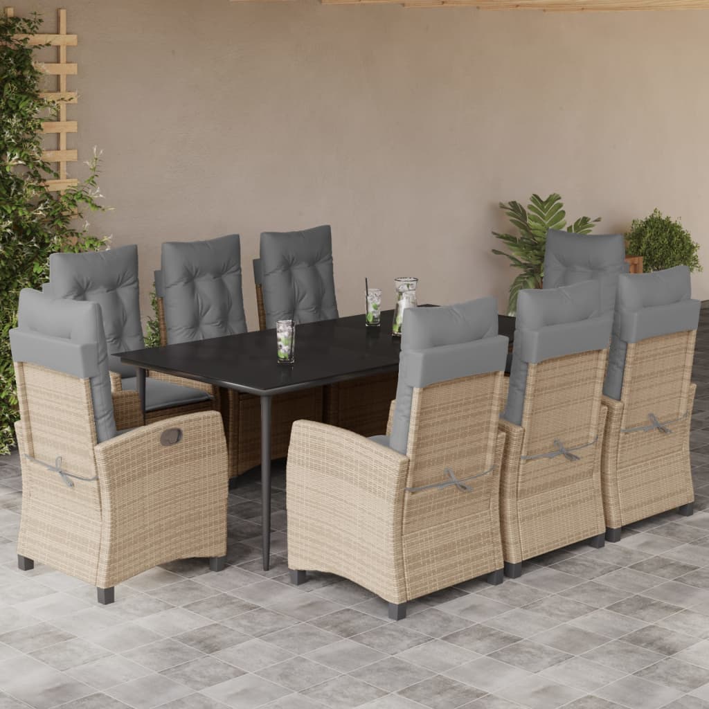 3-tlg. Garten-Essgruppe mit Kissen Beigemischung Poly Rattan