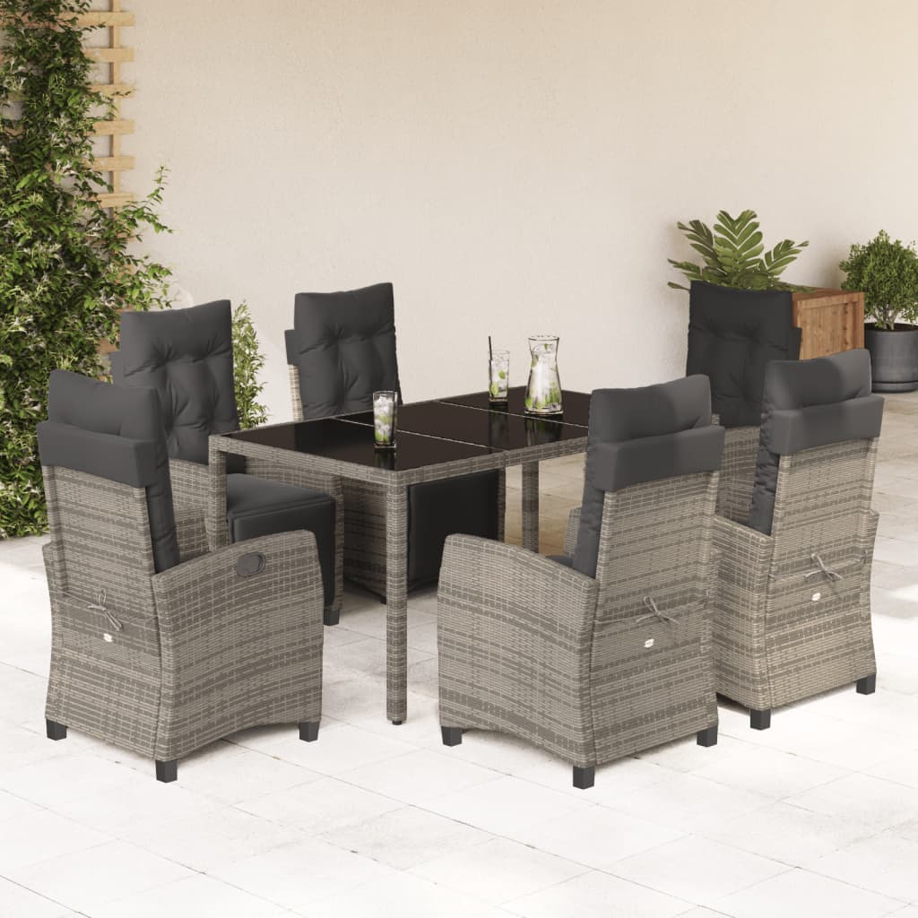 3-tlg. Garten-Essgruppe mit Kissen Schwarz Poly Rattan