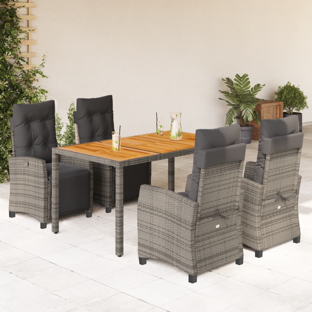 3-tlg. Garten-Essgruppe mit Kissen Schwarz Poly Rattan