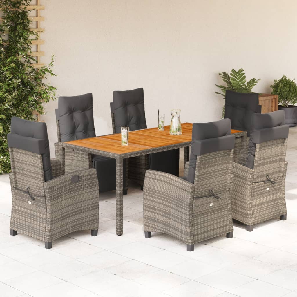 3-tlg. Garten-Essgruppe mit Kissen Schwarz Poly Rattan