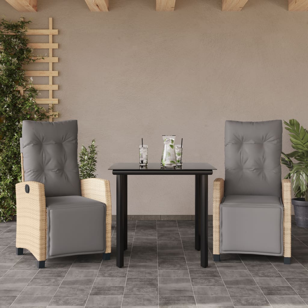 5-tlg. Garten-Essgruppe mit Kissen Beigemischung Poly Rattan