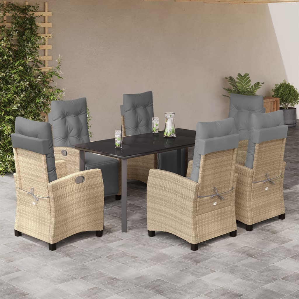 5-tlg. Garten-Essgruppe mit Kissen Beigemischung Poly Rattan