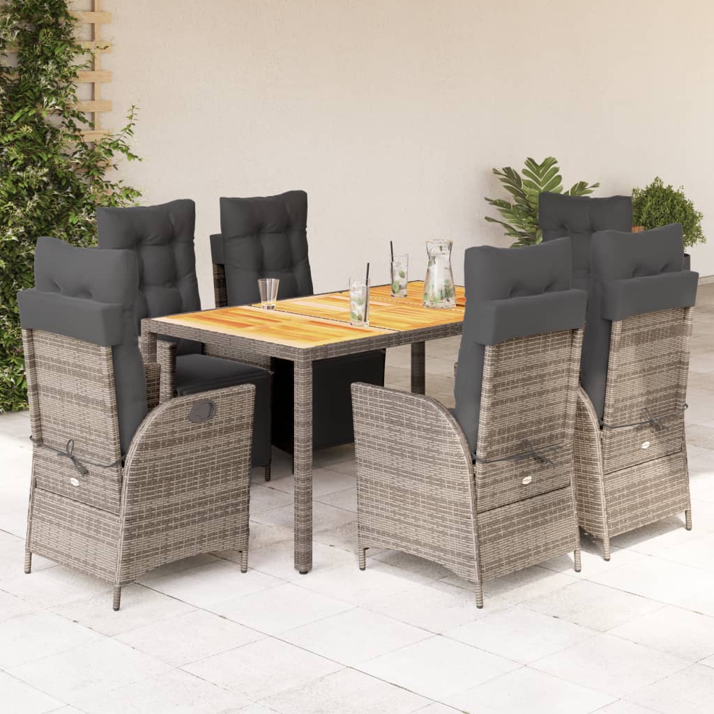 3-tlg. Garten-Essgruppe mit Kissen Schwarz Poly Rattan