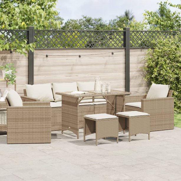 6-tlg. Garten-Sofagarnitur mit Kissen Schwarz Poly Rattan