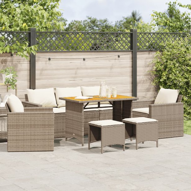 6-tlg. Garten-Sofagarnitur mit Kissen Schwarz Poly Rattan