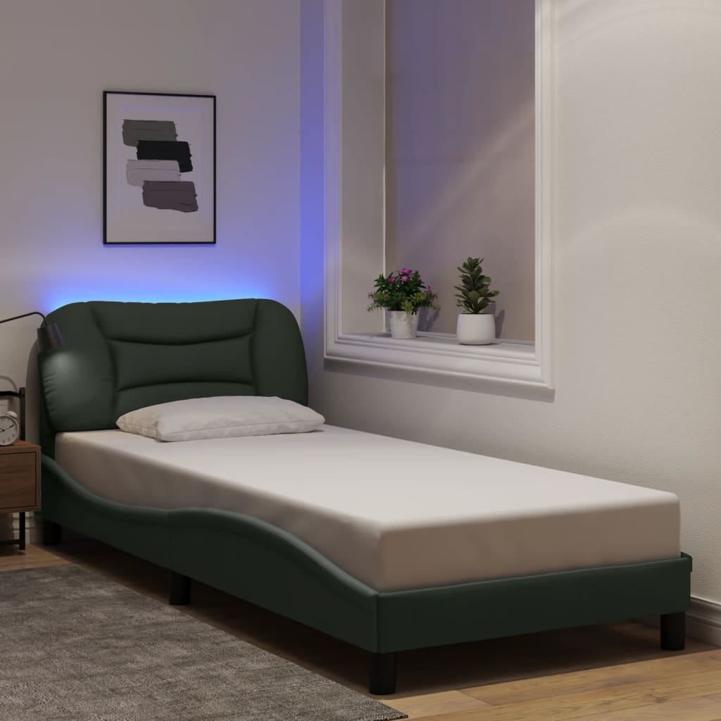 Bettgestell mit LED ohne Matratze "Hvar" Hellgrau 80x200 cm Stoff