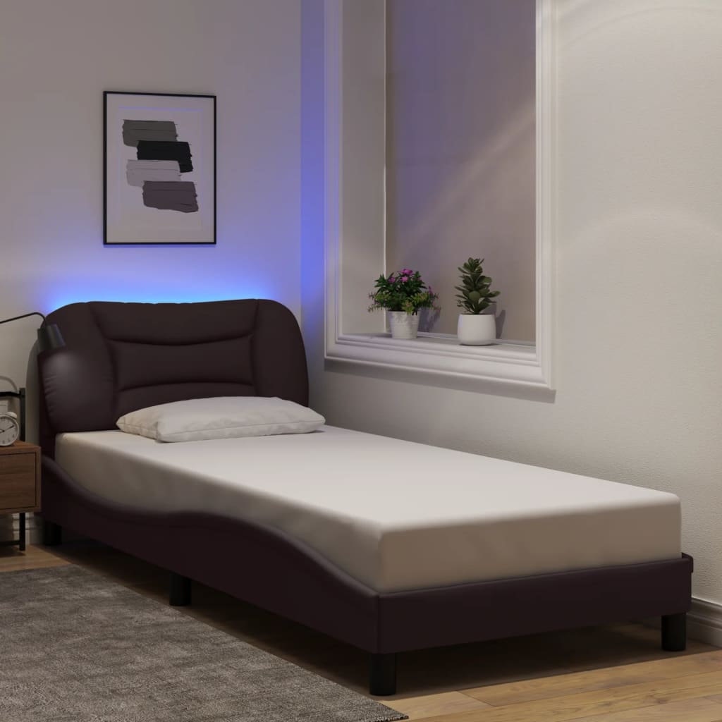 Bettgestell mit LED ohne Matratze "Hvar" Hellgrau 80x200 cm Stoff