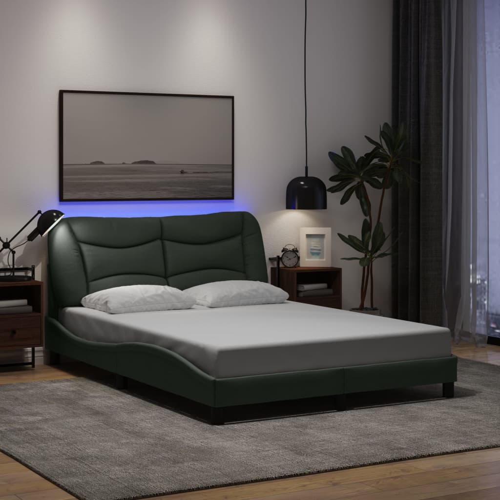 Bettgestell mit LED ohne Matratze "Hvar" Hellgrau 80x200 cm Stoff